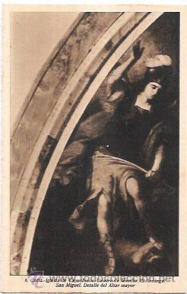 Postkarten: TARJETA POSTAL DE CADIZ. IGLESIA DE CAPUCHINOS. CUADRO DE MURILLO. EL ARC&Aacute;NGEL SAN MIGUEL.
