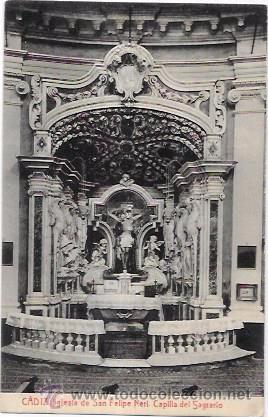 Postkarten: TARJETA POSTAL DE CADIZ. IGLESIA DE SAN FELIPE NERI. CAPILLA DEL SAGRARIO.