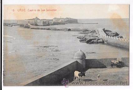 Cartoline: TARJETA POSTAL DE CADIZ. CASTILLO DE SAN SEBASTI&Aacute;N.