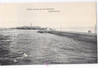 Cartoline: TARJETA POSTAL DE CADIZ. CASTILLO DE SAN SEBASTIAN. VISTA GENERAL.