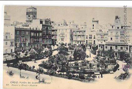 Cartoline: TARJETA POSTAL DE CADIZ, PLAZA DE GUERRA JIM&Eacute;NEZ. HAUSER Y MENET.