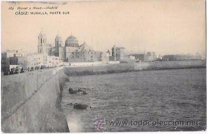 Postkarten: TARJETA POSTAL DE CADIZ. MURALLA, PARTE SUR. HAUSER Y MENET.