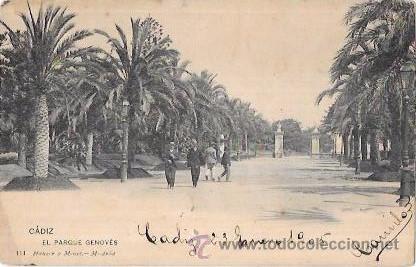 Postkarten: TARJETA POSTAL DE CADIZ. EL PARQUE GENOV&Eacute;S. HAUSER Y MENET.