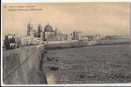Postkarten: TARJETA POSTAL DE CADIZ. MURALLA, PARTE SUR. HAUSER Y MENET.