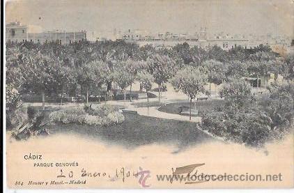 Postkarten: TARJETA POSTAL DE CADIZ. PARQUE GENOV&Eacute;S. HAUSER Y MENET.