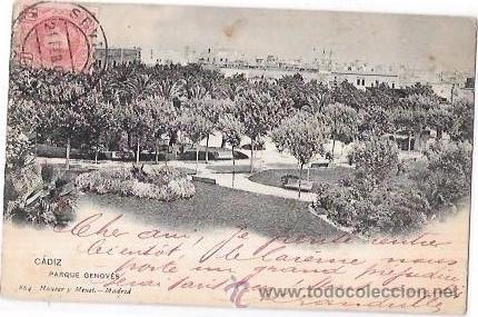 Postkarten: TARJETA POSTAL DE CADIZ. PARQUE GENOV&Eacute;S. HAUSER Y MENET.