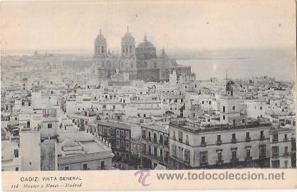 Postkarten: TARJETA POSTAL DE CADIZ. VISTA GENERAL DE CADIZ. HAUSER Y MENET.
