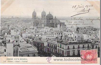 Postkarten: TARJETA POSTAL DE CADIZ. VISTA GENERAL DE CADIZ. HAUSER Y MENET.