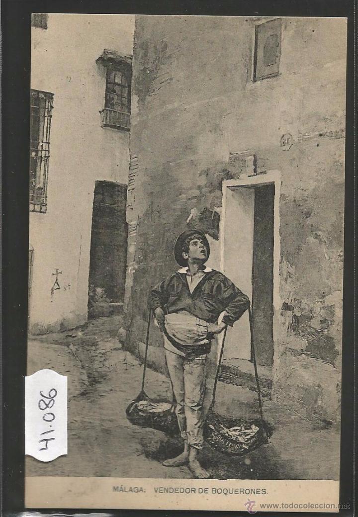 Postales: MALAGA - VENDEDOR DE BOQUERONES - FOTOTIPIA HAUSER Y MENET - (41086)