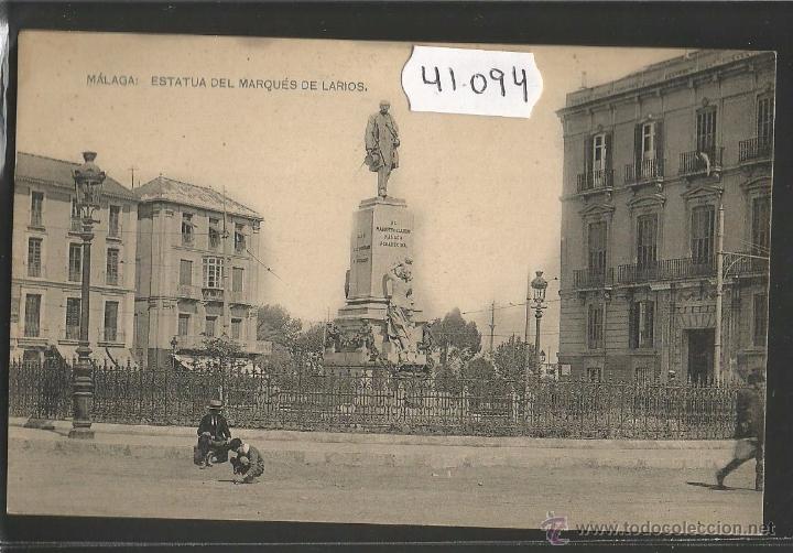Postales: MALAGA - ESTATUA DEL MARQUES DE LARIOS - FOTOTIPIA HAUSER Y MENET - (41094)