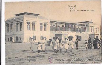 Cartoline: TARJETA POSTAL DE CADIZ. BALNEARIO REINA VICTORIA. H. M.-M.