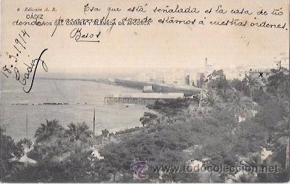 Cartoline: TARJETA POSTAL DE CADIZ. BA&Ntilde;OS DEL CARMEN Y ALAMEDA APOCADA.