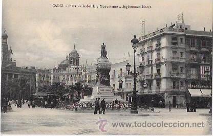 Cartoline: TARJETA POSTAL DE CADIZ. PLAZA DE ISABEL II Y AYUNTAMIENTO.