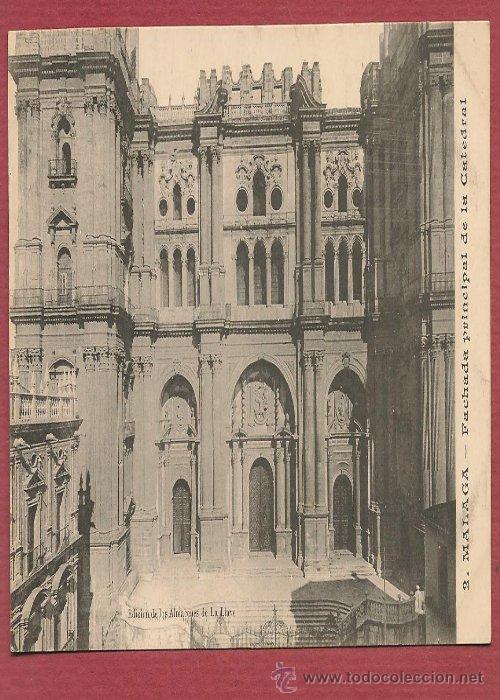 Postales: POSTAL MALAGA fachada principal catedral, edici&oacute;n almacenes La Llave, sin escribir, 9x 14 cm.