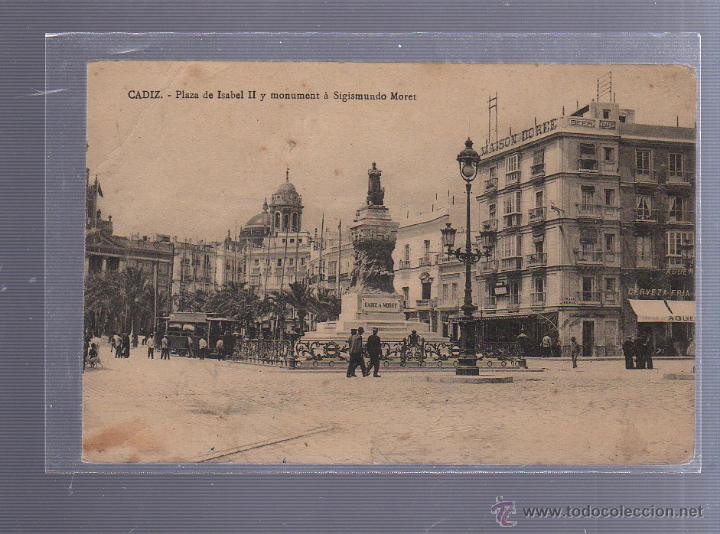 Cartoline: TARJETA POSTAL DE CADIZ - PLAZA DE ISABEL II Y MONUMENTO A SEGISMUNDO MORET. EDICION G.UHL