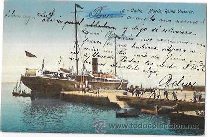 Postkarten: TARJETA POSTAL DE CADIZ. MUELLE, REINA VICTORIA.