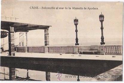 Postkarten: TARJETA POSTAL DE CADIZ. BALCONCILLO AL MAR DE LA ALAMEDA DE APODACA.