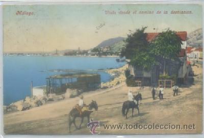 Postales: POSTAL ANTIGUA DE MALAGA. VISTA DESDE EL CAMINO DE LA DESVIACI&Oacute;N   P-ANMA-597