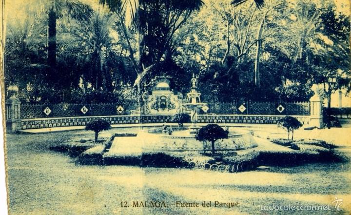 Postales: FUENTE DEL PARQUE, MALAGA POSTAL 1910/30. N&ordm; 12, EDIT. GRAFOS NO CIRCULADA