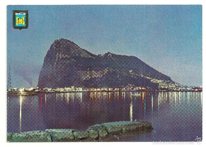 Postales: POSTAL DE LA LINEA (VISTA NOCTURNA DEL PE&Ntilde;&Oacute;N DE GIBRALTAR)