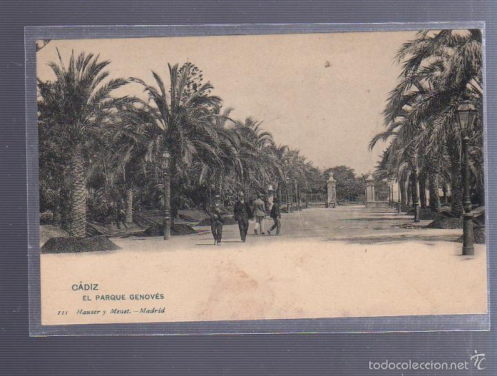 Postais: TARJETA POSTA DE CADIZ - EL PARQUE GENOVES. 111. HAUSER Y MENET
