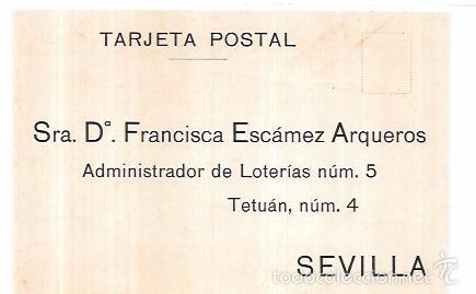 Postais: TARJETA POSTAL A D. MIGUEL ESC&Aacute;MEZ ARQUEROS. ADMINISTRADOR DE LOTER&Iacute;AS N&Uacute;M. 15. PLAZA DE LA EUROPA