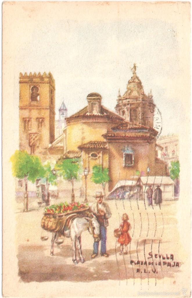 Postales: SEVILLA PLAZA DE LA PAJA 1947
