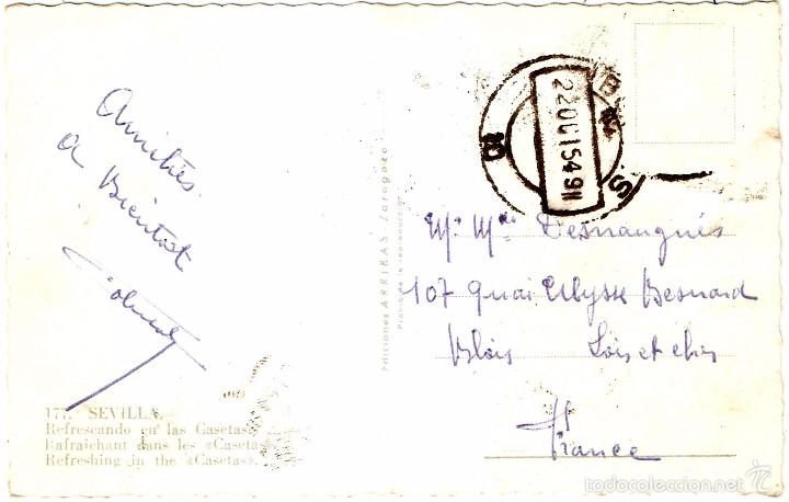 Postales: SEVILLA REFRESCANDO EN LAS CASTAS 1954 - Foto 2