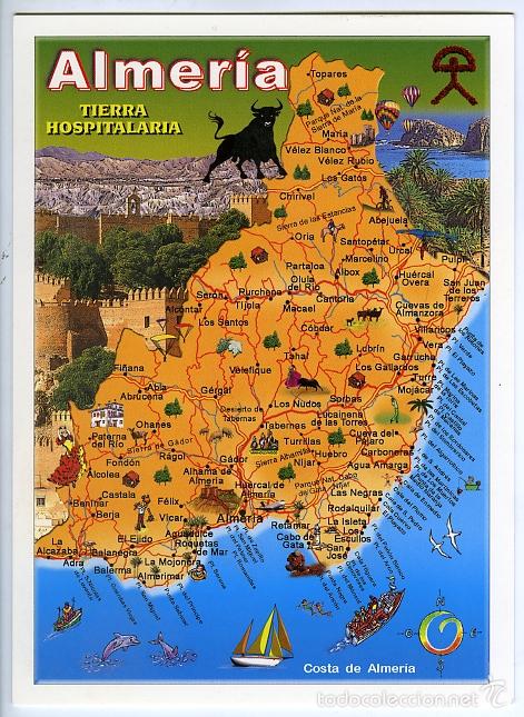 Postales: N&ordm; 2307 Plano de la Provincia de Almer&iacute;a. Tierra Hospitalaria. Welcome to Andaluc&iacute;a Postales G&oacute;mez.
