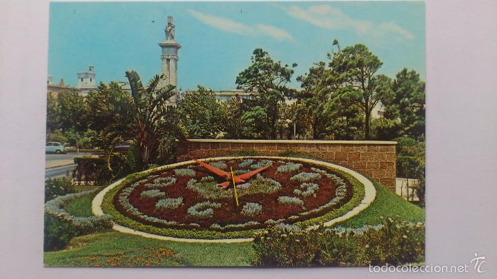 Postales: POSTAL CADIZ - PLAZA ESPA&Ntilde;A Y RELOJ DE FLORES