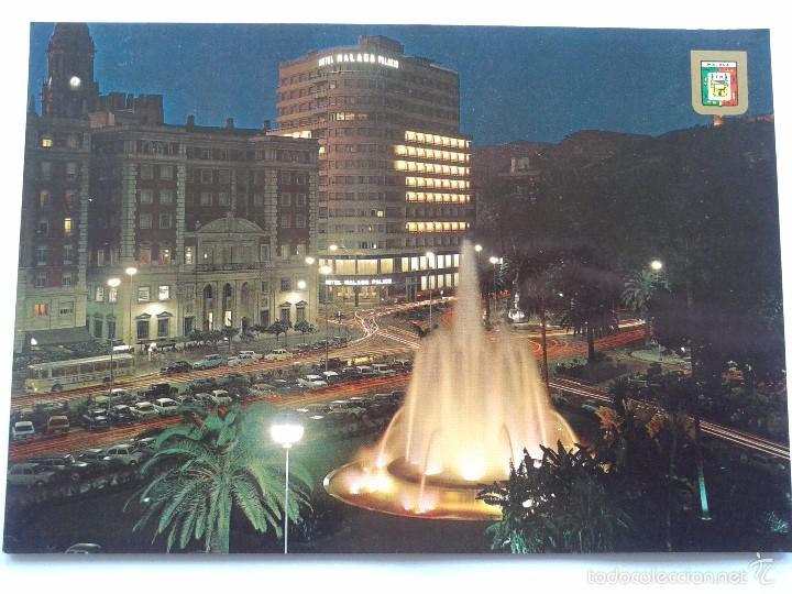 Postales: POSTAL -- MALAGA - COSTA DEL SOL - VISTA NOCTURNA DE LA PLAZA DE LA MARINA -- SIN USO --