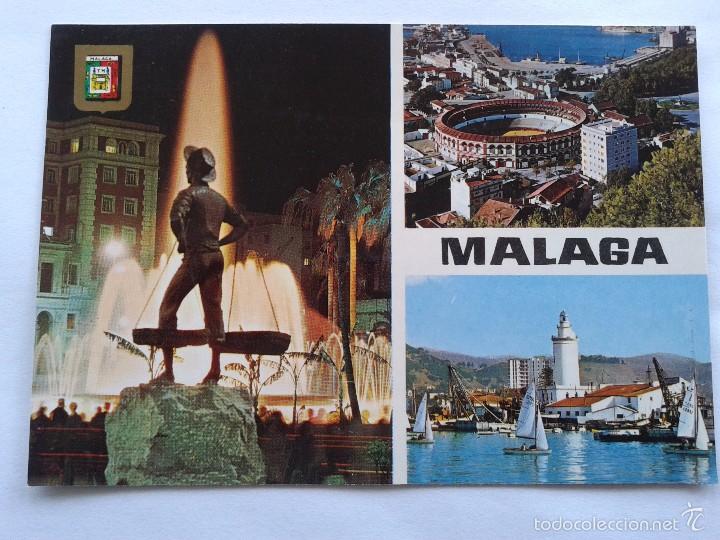 Postkarten: POSTAL -- MALAGA - FUENTE DE LA MARINA. PLAZA DE TOROS Y REAL CLUB MEDITERRANEO -- SIN USO --