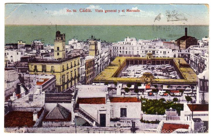 Postkarten: PRECIOSA POSTAL - CADIZ - VISTA GENERAL Y MERCADO