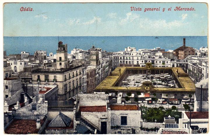 Postkarten: PRECIOSA POSTAL - CADIZ - VISTA GENERAL Y EL MERCADO