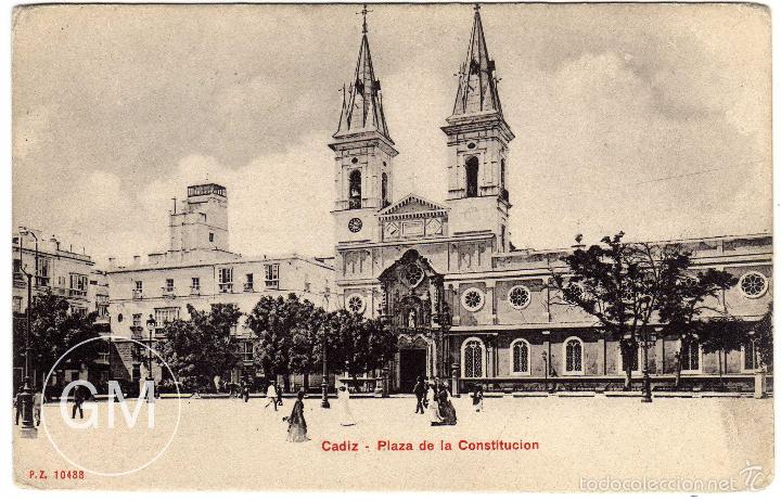 Cartoline: PRECIOSA POSTAL - CADIZ - PLAZA DE LA CONSTITUCION - AMBIENTADA