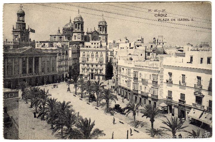 Postkarten: BONITA POSTAL - CADIZ - PLAZA DE ISABEL II - AMBIENTADA