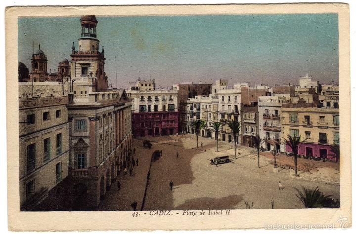 Postkarten: PRECIOSA POSTAL - CADIZ - PLAZA DE ISABEL II - AMBIENTADA