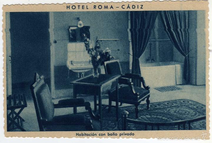 Postcards: BONITA POSTAL - CADIZ - HOTEL ROMA - HABITACION CON BA&Ntilde;O PRIVADO
