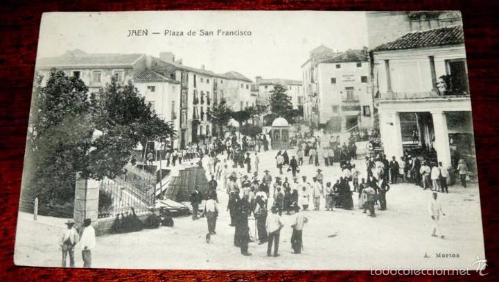 Postales: JAEN, PLAZA DE SAN FRANCISCO, A. MORTOS, CIRCULADA