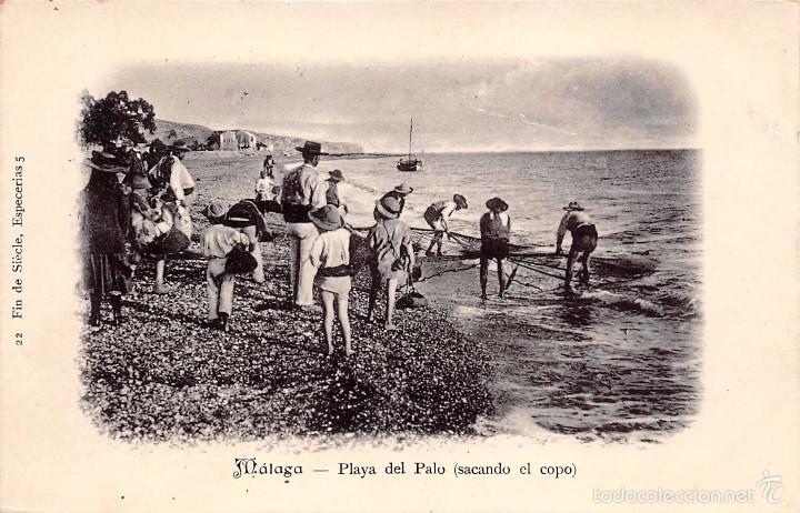 Postales: M&Aacute;LAGA.- PLAYA DEL PALO (SACANDO EL COPO)