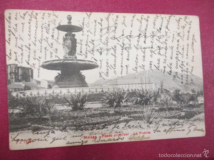 Postales: MALAGA POSTAL - PASEO PRINCIPAL LA FUENTE - TEXTO EN ANVERSO.