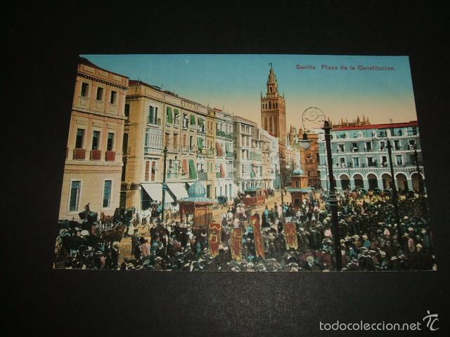 Postales: SEVILLA PLAZA DE LA CONSTITUCION PROCESION - Foto 1