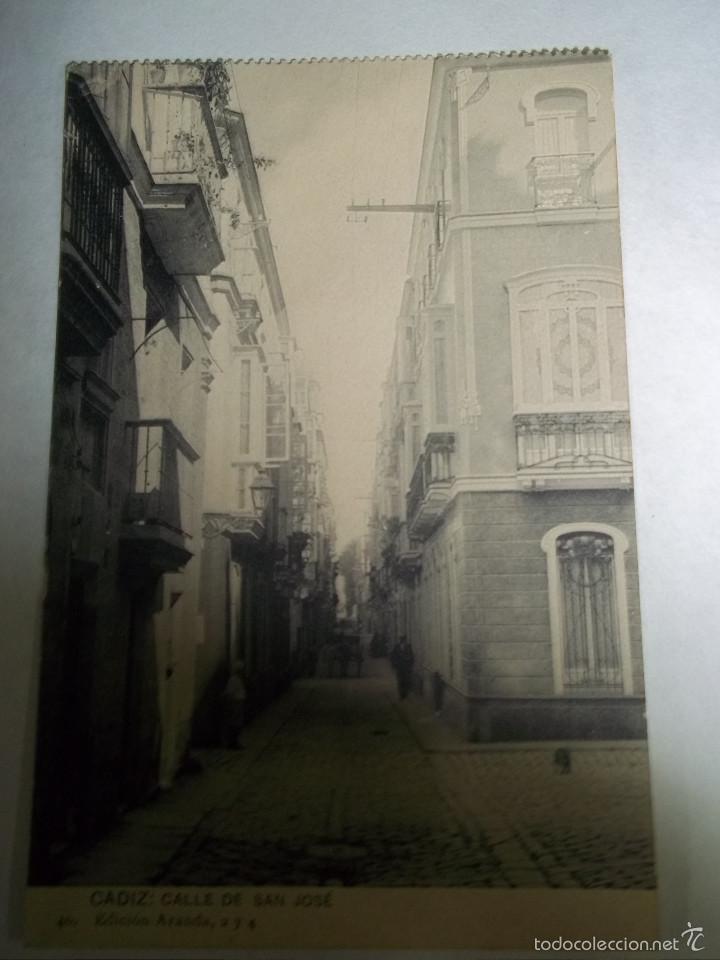 Postais: POSTAL CADIZ, CALLE DE SAN JOS&Eacute;. EDICION ARANDA 2 Y 4. 40. ORIGINAL DE EPOCA.SIN CIRCULAR