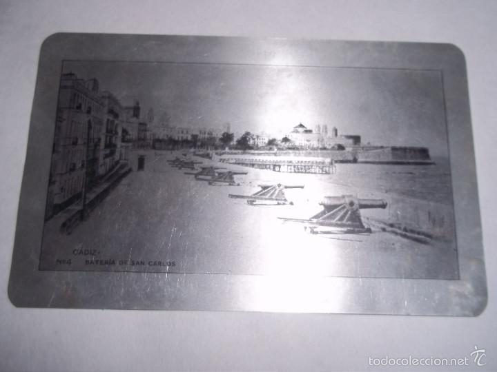 Cartoline: POSTAL CADIZ. BATERIA DE SAN CARLOS. N&ordm; 4. EN ALUMINIO. RARA.