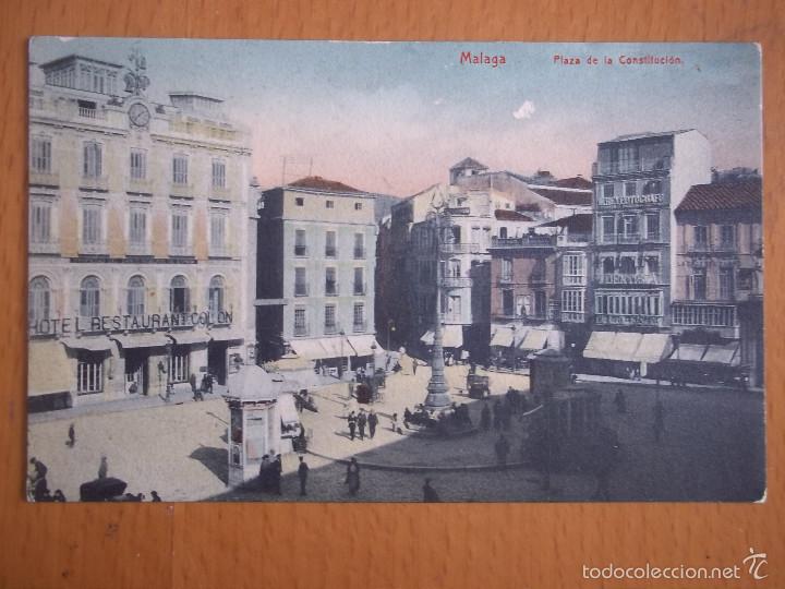 Postales: POSTAL MALAGA . PLAZA DE LA CONSTITUCION. EDIC RAFAEL MU&Ntilde;OZ. MALAGA. ORIGINAL DE &Eacute;POCA.RARA