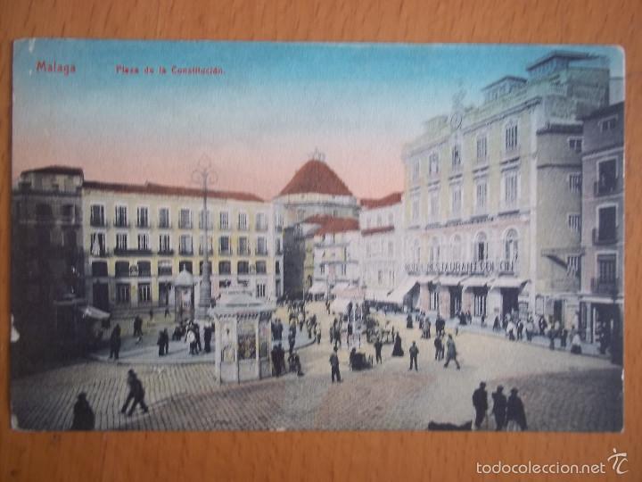 Postales: POSTAL MALAGA . PLAZA DE LA CONSTITUCION. EDIC RAFAEL MU&Ntilde;OZ. MALAGA. ORIGINAL DE &Eacute;POCA.RARA
