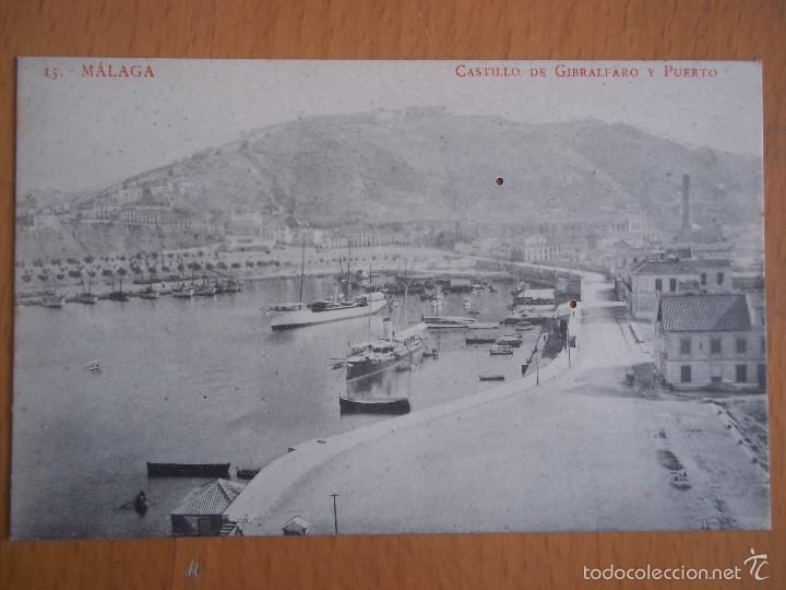 Postales: POSTAL MALAGA. CASTILLO DE GIBRALFARO Y PUERTO.FOTOTIPIA MADRIGUERA. BCN. ORIGINAL DE EPOCA.
