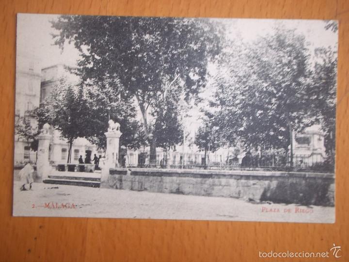 Postales: POSTAL MALAGA. PLAZA DE RIEGO.FOTOTIPIA MADRIGUERA.BCN. ORIGINAL DE &Eacute;POCA.