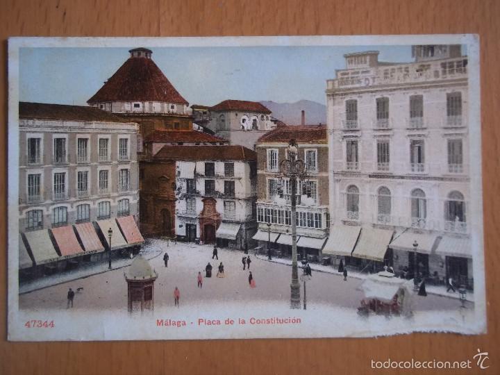 Postales: POSTAL MALAGA. PLACA DE LA CONSTITUCION.47344. SIN DIVIDIR. ORIGINAL DE EPOCA.