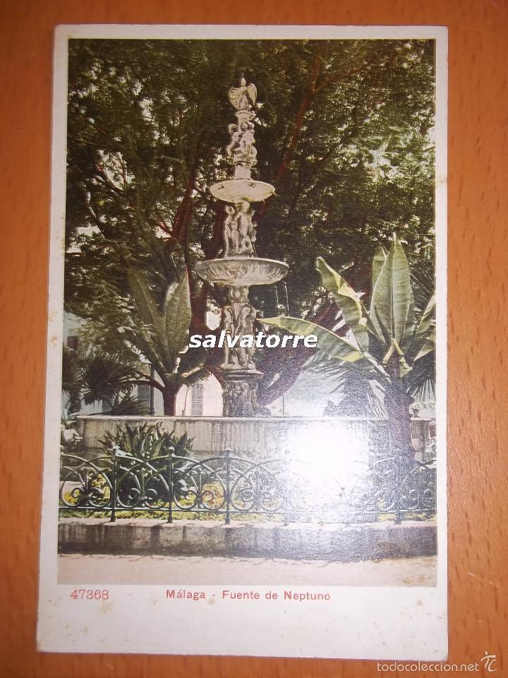 Postales: POSTAL MALAGA.FUENTE DE NEPTUNO.47368.SIN DIVIDIR.SIN CIRCULAR.CIRCA 1905.